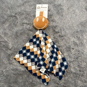 Emerson & Friends Bamboo Lovey 20x20" Checkered Smiley Face Peace Star Baby NEW